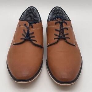 Oxford Shoes Men's Size 10 Brown Black Two Tone Lace Up Leather Comfort Casual